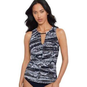 Magicsuit Women's Swim Top Chanae Tankini Top Za'Atar Black Grey Size 12 NWT